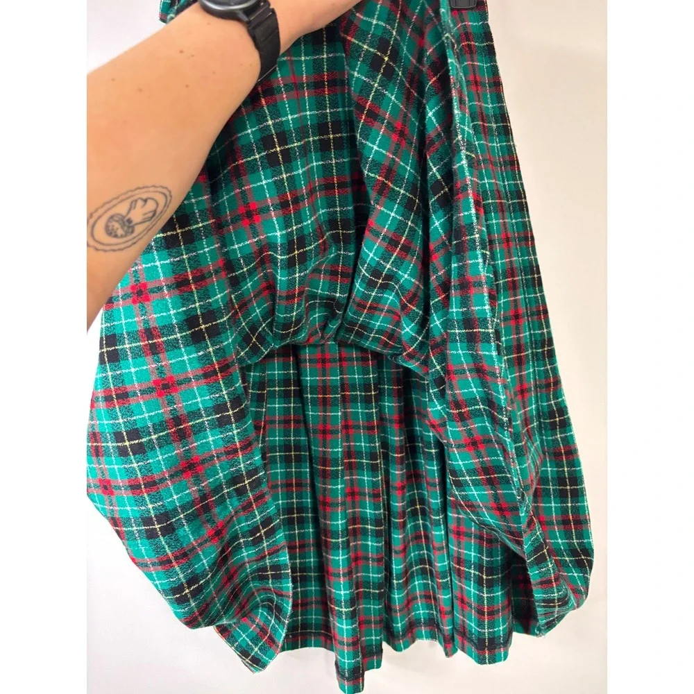Pendleton Classic Plaid Wool Pleated Midi Skirt‎ Size 8 Green Red Black